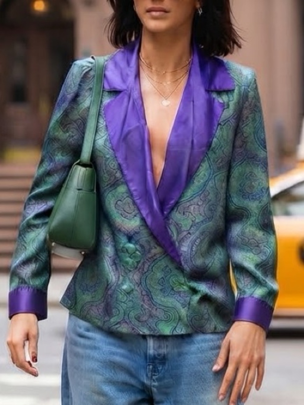 Gold Label Vintage Victoria's Secret Satin Top Purple Teal S fits M/L Chic Boho